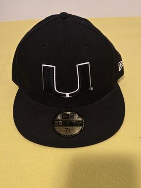 New Era 59FIFTY Black Fitted Cap with White 'U' Logo